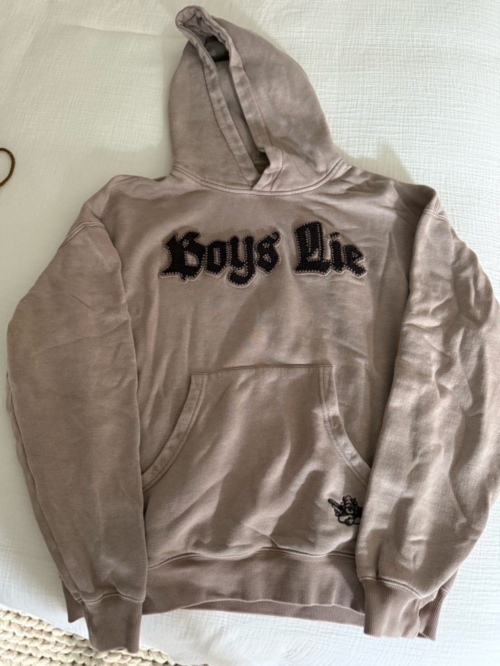 Boys Lie Sherpa-Lined Hoodie in Taupe